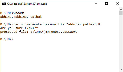 Changing JMX password file permission to read only.